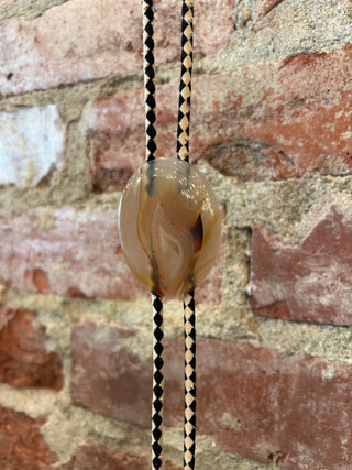 Thin Sliced Agate Stone Bolo Tie