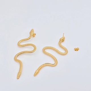 Snake 18K Gold Plated Stainless Steel Post Earrings
