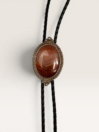 Red Banded Lace Agate Bolo Tie