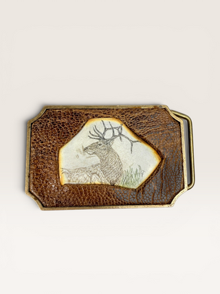 Vintage 1983 Elk Portrait Belt Buckle