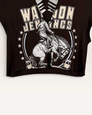 Waylon Jennings Distressed V-Neck Chop Shop T-Shirt
