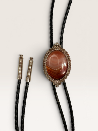 Red Banded Lace Agate Bolo Tie