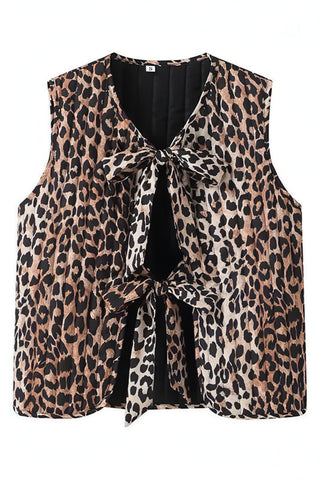 Paris Leopard Print Tie-Front Vest