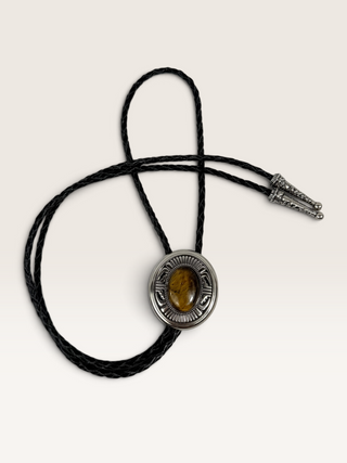 Southwest Style Bezel and Tiger's Eye Bolo Tie