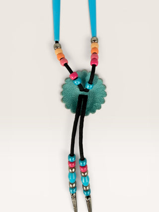 Vintage Blue Beaded Bolo Tie