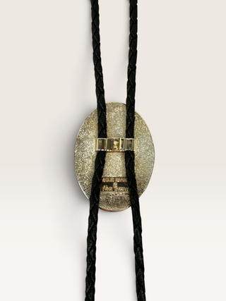 Silver and Black Oval Bolo Tie