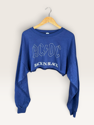 Chop Shop AC/DC Cropped Sweatshirt Navy