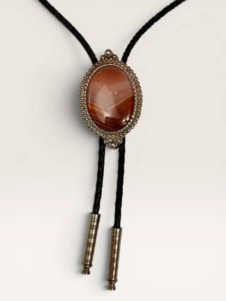 Red Banded Lace Agate Bolo Tie