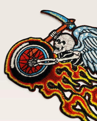 Biker Skull with Wings Patch