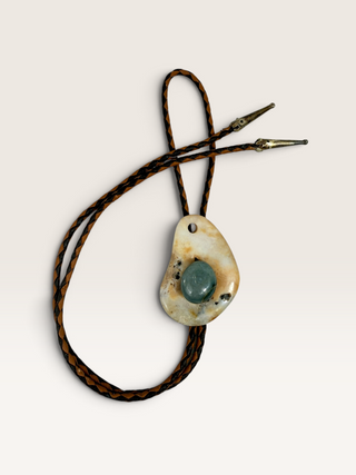 Agate and Jasper Artist Pallet Bolo Tie