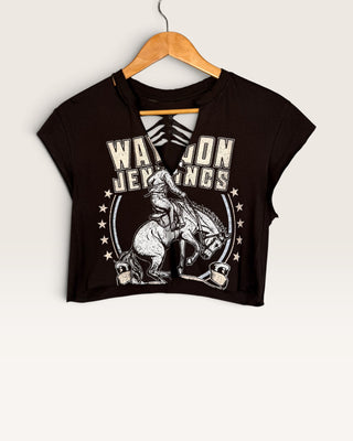 Waylon Jennings Distressed V-Neck Chop Shop T-Shirt