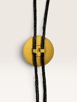 Red Enamel and Brass Eclectic Bolo Tie