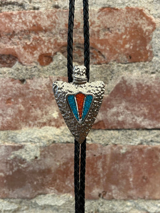 Blue Agate Slice Bolo Tie