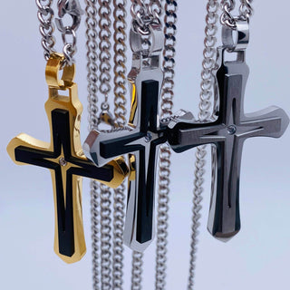 Men's Stainless Steel Cross Pendant Necklace