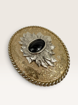 Vintage 1973 RainTree Black Stone Belt Buckle