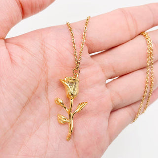 18K Gold Plated Rose Pendant Necklace