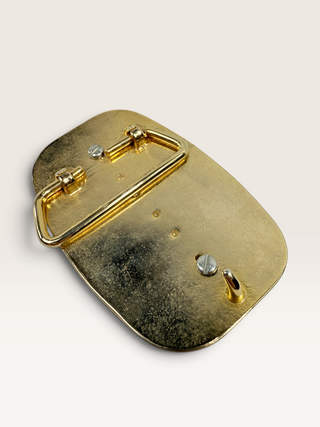 Vintage Brass Landscape Jasper Belt Buckle