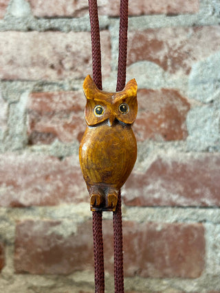 Wooden Owl Bolo Tie