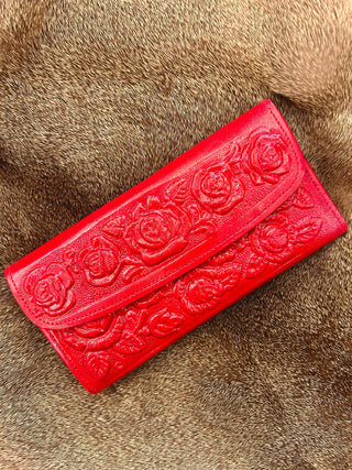 Tooled Floral Leather Wallet