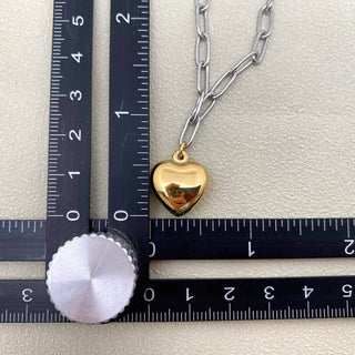 18K Gold Plated Heart Charm Steel Chain Necklace