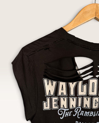 Waylon Jennings Distressed V-Neck Chop Shop T-Shirt