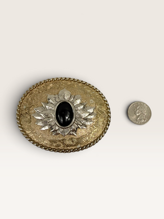 Vintage 1973 RainTree Black Stone Belt Buckle