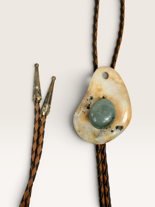 Agate and Jasper Artist Pallet Bolo Tie