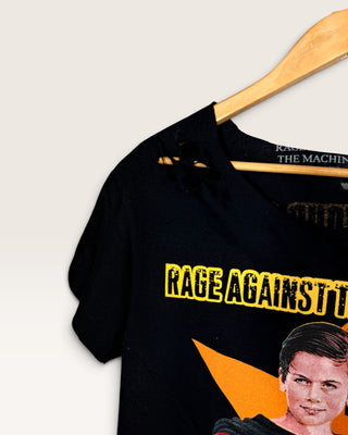 Rage Against The Machine Distressed Crop Top Chop Shop