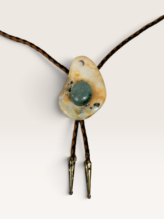 Agate and Jasper Artist Pallet Bolo Tie
