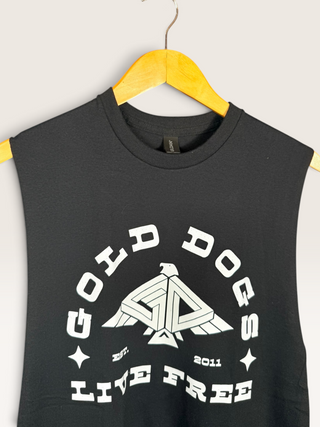 Gold Dogs Live Free Chop Shop Simple Muscle Tank