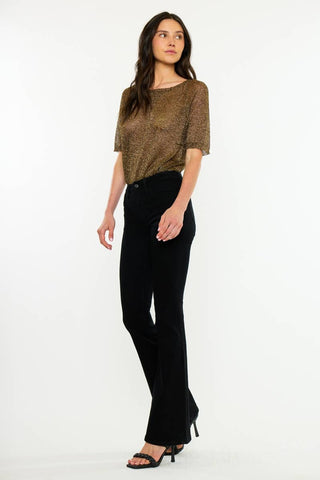 Ilene Black Mid Rise Flare Pants