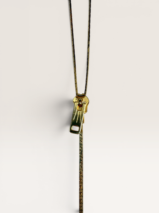 Gold Colored Zipper Necklace Bolo Tie