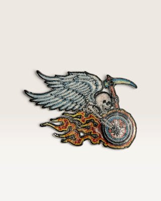 Biker Skull with Wings Patch