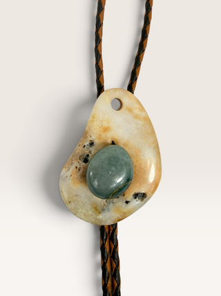 Agate and Jasper Artist Pallet Bolo Tie