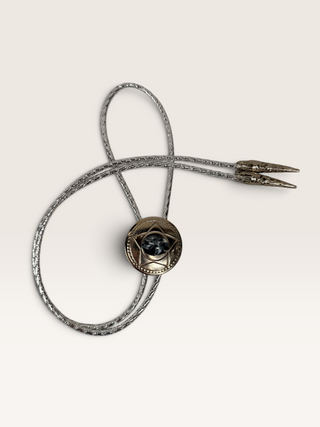 Silver Star and Black Stone Bolo Tie