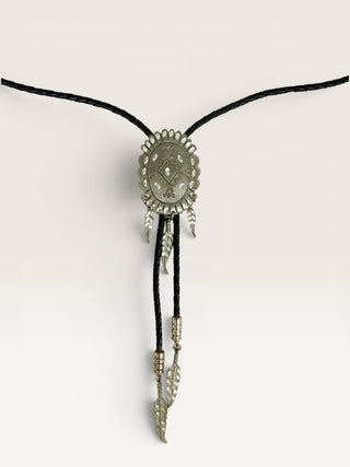 Vintage Silver Feather Bolo Tie