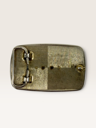 Vintage Red Agate and Floral Engraved Belt Buckle