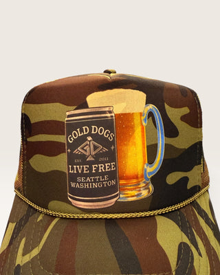 Gold Dogs Camo Beer Trucker Hat