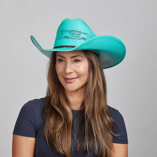 Chelsea Women's Straw Cowgirl Hat Turquoise