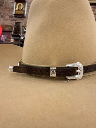 Brown Leather Silver Concho Buckle Hat Band