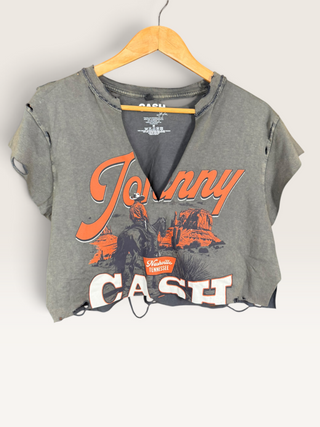 Johnny Cash Chop Shop Cropped T-Shirt