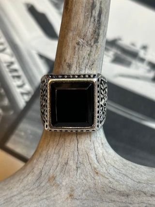 Black Stone Biker Ring