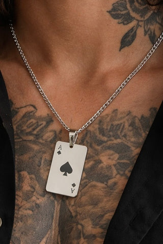 Stainless Steel Ace Of Spades Necklace