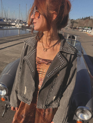 After Party Denim Moto Jacket