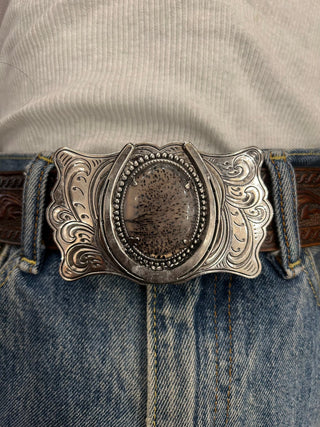 Agate Stone Horseshoe Belt Buckle