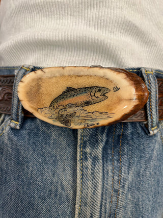 Handmade Wooden Trout Belt Buckle