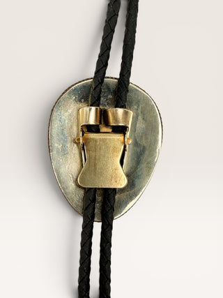 Vintage Silver and Blue Stone Ornamental Bolo Tie