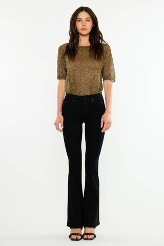 Ilene Black Mid Rise Flare Pants