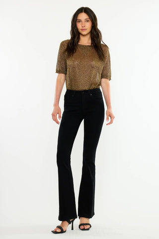 Ilene Black Mid Rise Flare Pants