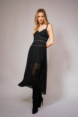 Joan Grommet Eyelet Midi Dress